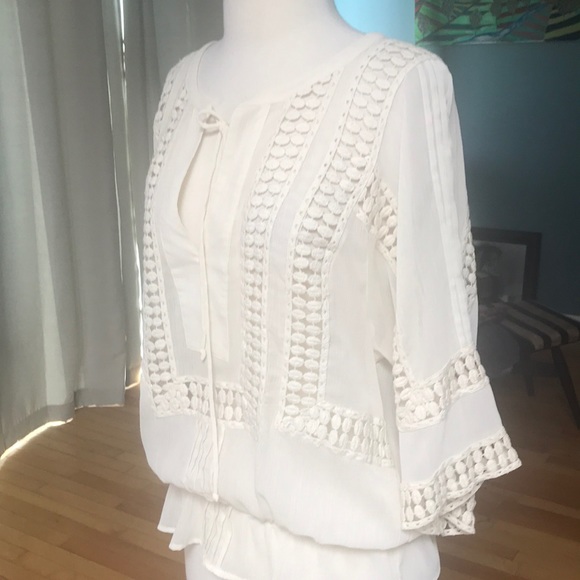 EUC DANIEL RAINN SHEER BLOUSON BLOUSE - Picture 4 of 8